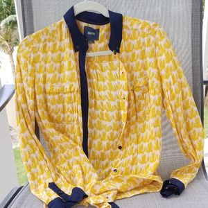 Mauve yellow horses long sleeve collared